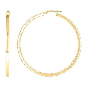 925 Sterling Silver Yellow-tone Womens Diamond-Cut Square Tube Hoop Earrings